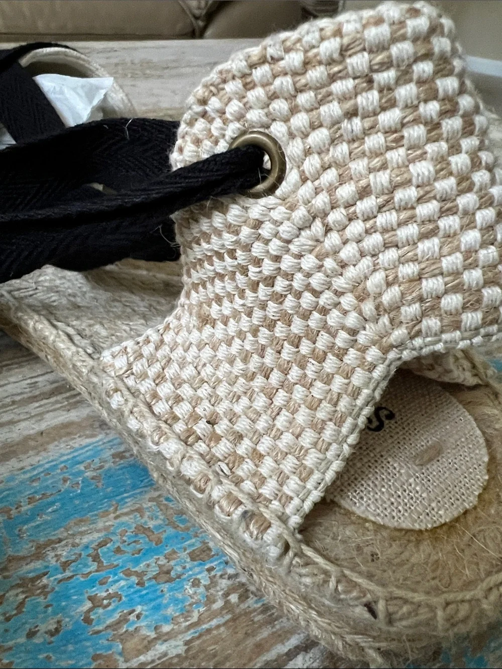 Soludos Black and Natural Lace-Up Espadrilles Size 10